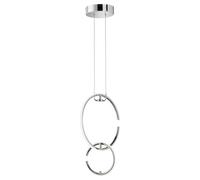 Suspension ronde LED anneau suspension lampe de cuisine suspension LED, 2 flammes, chrome moderne, 1x LED 4,5W 450Lm 4000K, LxlxH 35x21x230cm, WOFI 6989.02.01.0600