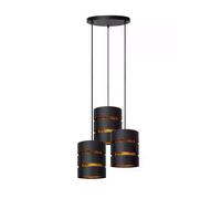 Suspension ronde moderne noir/or Rosas 3xE27 Lucide