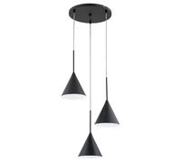Suspension ronde noire Alfa FABO 3xE27 Ø35 métal-design