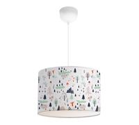 lux.pro Suspension Stylée pour Enfant Luminaire Intérieur Lampe à Suspendre Chambre d'Enfant Motif Arbres E27 Plastique Tissu Hauteur 70 cm Blanc