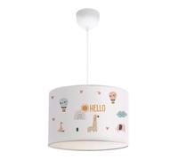 lux.pro Suspension Stylée pour Enfant Luminaire Intérieur Lampe à Suspendre Chambre d'Enfant Motif Giraffe E27 Plastique Tissu Hauteur 70 cm Blanc