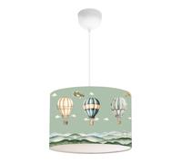 lux.pro Suspension Stylée pour Enfant Luminaire Intérieur Lampe à Suspendre Chambre d'Enfant Motif Montgolfière E27 Plastique Tissu Hauteur 70 cm Vert