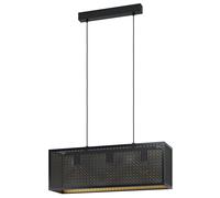 Suspension SALLICANO E27 3X40W en acier noir et or 730x200x1100mm