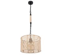 Suspension salon corde de chanvre plafonnier chaîne en métal, métal noir, 1x douille E27, DxH 31x120 cm