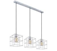 Suspension salon lampe suspension lampe salle à manger lampe cuisine, 3 ampoules, réglable en hauteur, métal zinc, E27, L 95 cm