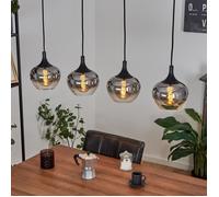 Suspension - Saltusio - Métal/Verre Noir/Fumé/Clair - E27 - 40W - Intérieur