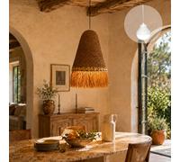 Lumisky Suspension PALOMA NOMAD en herbe marine style bohème avec ampoule LED blanc/RGB nomade
