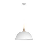 Suspension scandinave blanche grande coupole avec détail bois 1xGX53 12W NAUTICA