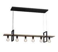 Suspension scandinave noire et bois 6xE27 15W avec étag?re, style moderne loft