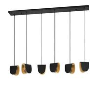Suspension SERENARA E27 6X40W en acier noir et or 1380x250x1500mm