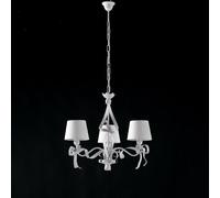 Suspension shabby chic blanche, 3 lumières, modèle Lucy, marque BeLight