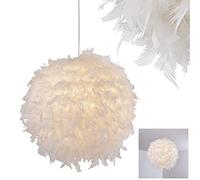 Suspension Skaulo, lampe à suspendre moderne en métal/plastique avec plumes en blanc, Ø 50 cm, hauteur 160 cm (peut être raccourcie), douille E27, lampe à suspendre, ampoule(s) non incluse(s)