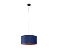 Suspension Smartwares Velvet IDE-60058 - Velours bleu - Diamètre 40 cm - Pour ampoules E27 jusqu'à 60 W (non incluse)