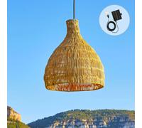 Lumisky Suspension solaire BELLA SOLAR rotin naturel câble hybride secteur et solaire 5 m H38 cm