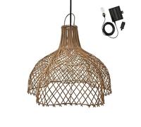 Suspension solaire bohème en rotin naturel style vannerie tressée LED blanc chaud ARIA SOLAR