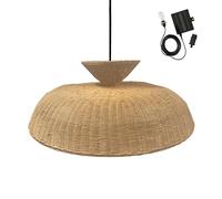 Suspension solaire DARMA SOLAR en rotin naturel avec câble hybride secteur et solaire 5m de longueur