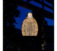 Lumisky Suspension solaire HOLIDAY H42 cm Bohème naturel vannerie tressée LED blanc chaud
