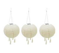 Lumisky Lot de 3 lampion solaire lanterne chinoise beige crème mariage festif LED blanc chaud HIMALAYA ∅30cm
