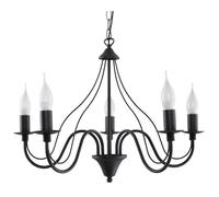 Suspension - Sollux - MINERWA - 5 E14 - LED - Noir - Design Moderne Loft BOHO Vintage