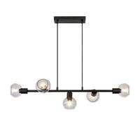 Suspension Sullivan Rabalux noire 5xE14 verre fumé