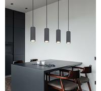 Suspension Suspension aspect bois graphite lampe de salon 4 flammes plafonnier suspendu, métal marron, 4x douilles GU10, LxlxH 65x6x120 cm