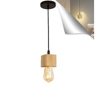 Suspension Suspension industrielle Vintage Moderne En bois et métal naturel Noir Lampe de salle à manger Lampe de salon suspendue douille E27 Créatif pour Cuisine Salon Chambre Restaurant