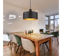 Suspension suspension lampe salle à manger suspension bois noir doré 1 flamme, métal MDF, 1x douille E27, DxH 35x120 cm