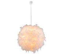Suspension suspension lampe suspension lampe plume lampe chambre salon, textile plumes blanches, 1x douille E27, DxH 60x130 cm