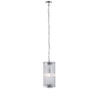 Suspension suspension suspension suspension suspension plafond suspension salon, acier cristaux acryliques couleur chrome allongé, 1x douille E27, DxH 19x150 cm