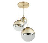 Suspension suspension verre 3 flammes boule de verre couleur or suspension boule de verre lampe de table à manger, métal, 3x douilles E27, DxH 51x120 cm