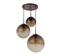 Suspension suspension verre 3 flammes boule de verre suspension boule de verre lampe de table à manger, métal marron, 3x douilles E27, DxH 51x120 cm