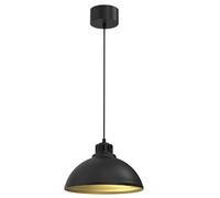 Suspension Sven noire Ø30 intérieur doré E27 Luminex