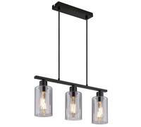 Suspension table à manger métal noir mat verre fumé hauteur réglable H 140 cm