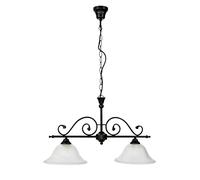 Suspension table à manger noire, lampe à suspendre en verre, faible éblouissement, cuisine, salle à manger, salon, 2 flammes, E27, L:73 cm, plafonnier rustique style campagnard