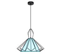 Suspension textile blanche lampe de salle à manger suspension grille noire, télécommande dimmable, RGB LED 8,5W 806Lm blanc chaud, DxH 40x120 cm