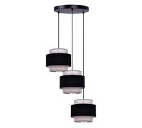 Suspension triple noir/gris tissu réglable E27 Kaja