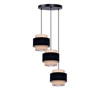 Suspension triple textile noir/beige 3xE27 Kaja Diuna