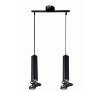 Suspension Tuba noire métal 2xGU10 Ø6cm IP20 Candellux
