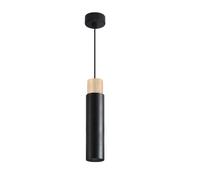 Suspension tube moderne noir/bois GU10 Claro Candellux