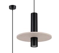 Suspension tube noire disque feutre beige GU10 Scutum