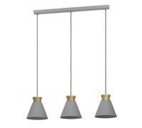 Suspension TWICKEN E27 3X40W en acier gris et or 920x220x1100mm