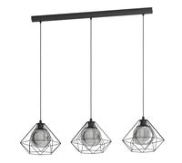 Suspension VERNHAM E27 3X40W en acier noir 1145x325x1100mm