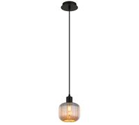 Suspension Verre fumé Lampe de salle à manger noire Lampe à suspendre Verre rétro, métal, douille E14, DxH 15x120 cm