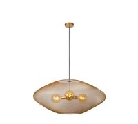 Suspension vintage dorée et noire en métal ajouré 3xE27 40W