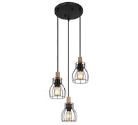 Globo Lampe Suspendue Plafonnier En Bois Grille E27 35,5 cm Noir Marron [EEK: Non noté]