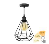 Suspension vintage RETRA noir abat-jour en forme de cage + ampoule LED or max.