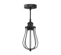 Suspension vintage RETRA noir Douille E27 Abat-jour en cage noir