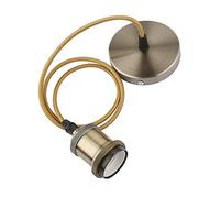 Suspension vintage rétro - Lampe suspendue style ancien - Douille E27 - Câble tressé - Bronze