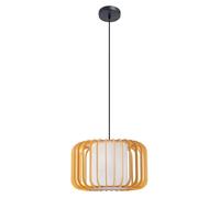 Suspension Viva, noire et en bois clair, pour ampoule E27