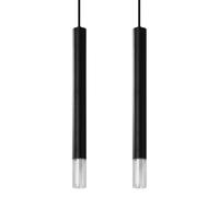 Suspension WEZYR 2 noire métal/verre Sollux 120cm 2xG9